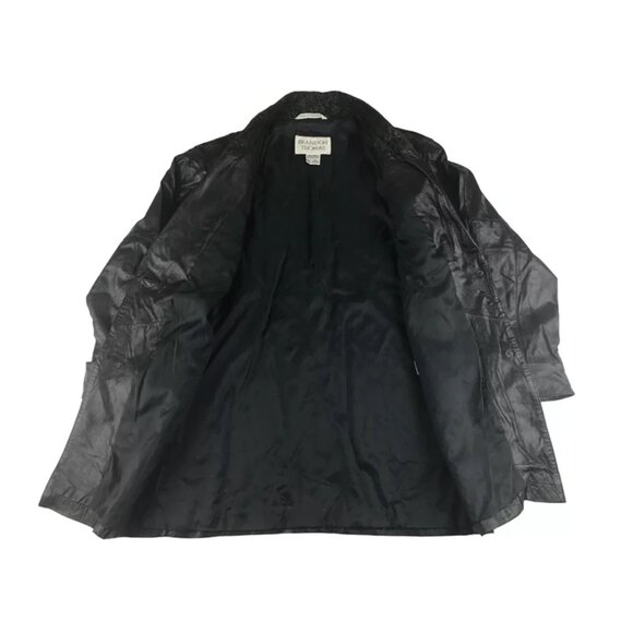 Brandon Thomas Overcoat Long Jacket Womens Black Leather Button Up Size Small - Picture 4 of 10